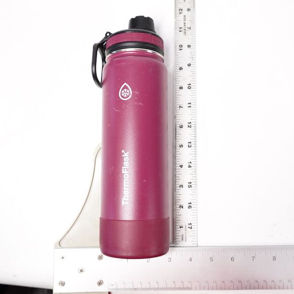 ThermoFlask 24oz Stainless Steel Vacuum Insulated Water Bottle Red Maroon w/ Lid - Picture 8 of 9